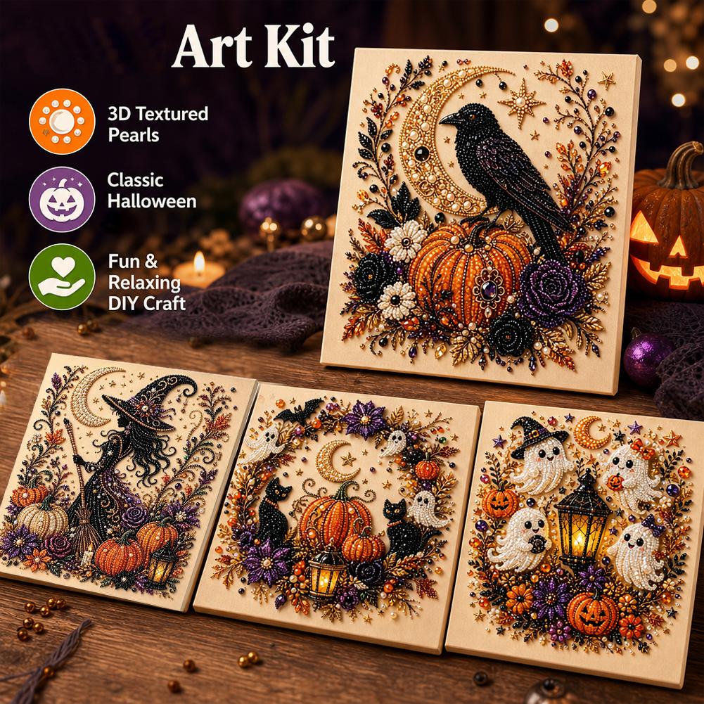 Art And Craft Autumn - Kit Seni Mutiara Hantu Halloween DIY,