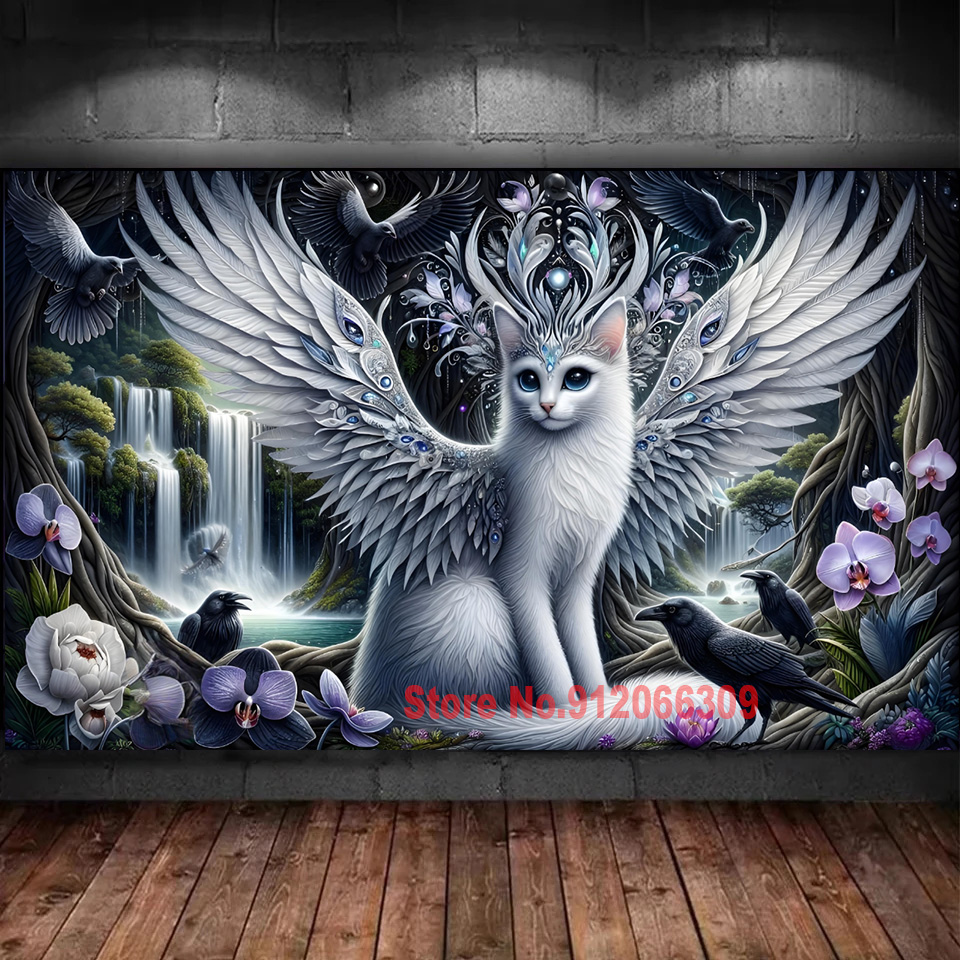 Art And Craft Jungle - Kit Lukisan Berlian Kucing Sayap Putih