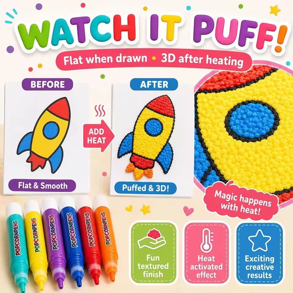 Art Craft Doodle - Set Pena Popcorn Puffy, Kit Spidol