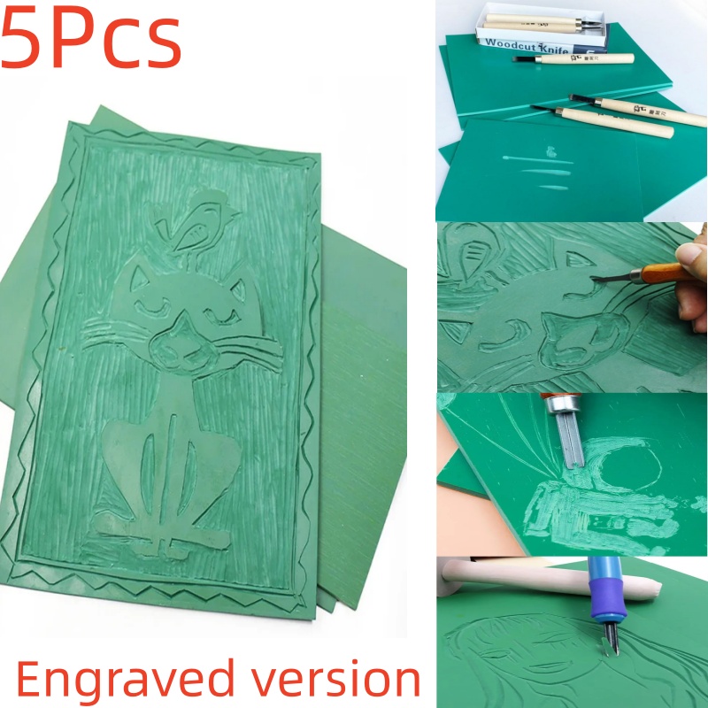 Lino Printing Block - Kit Pembuatan Stempel Cetak Blok Karet,