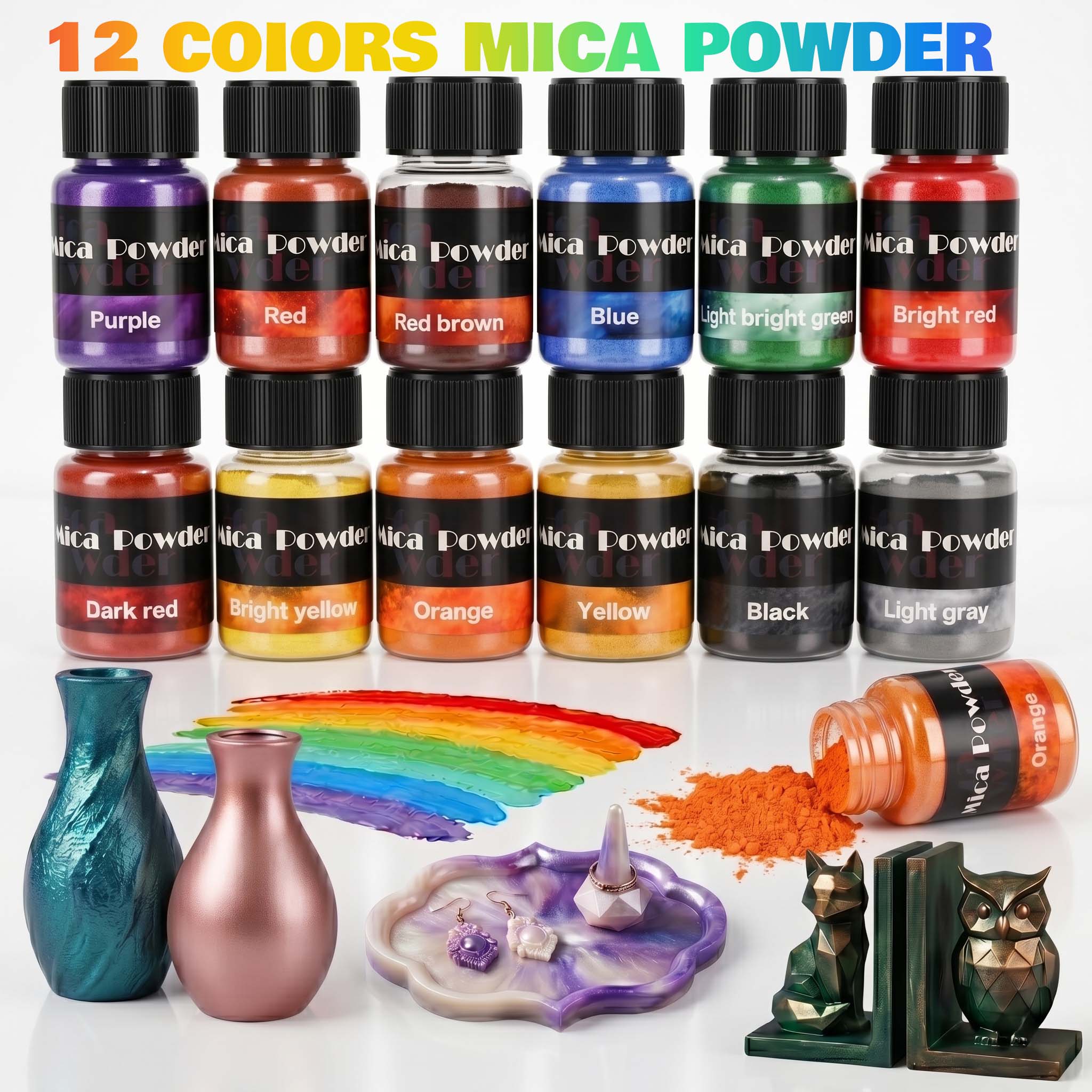 Resin Pigment Powder - Bubuk Pigmen Gipsum 12 Warna Pewarna