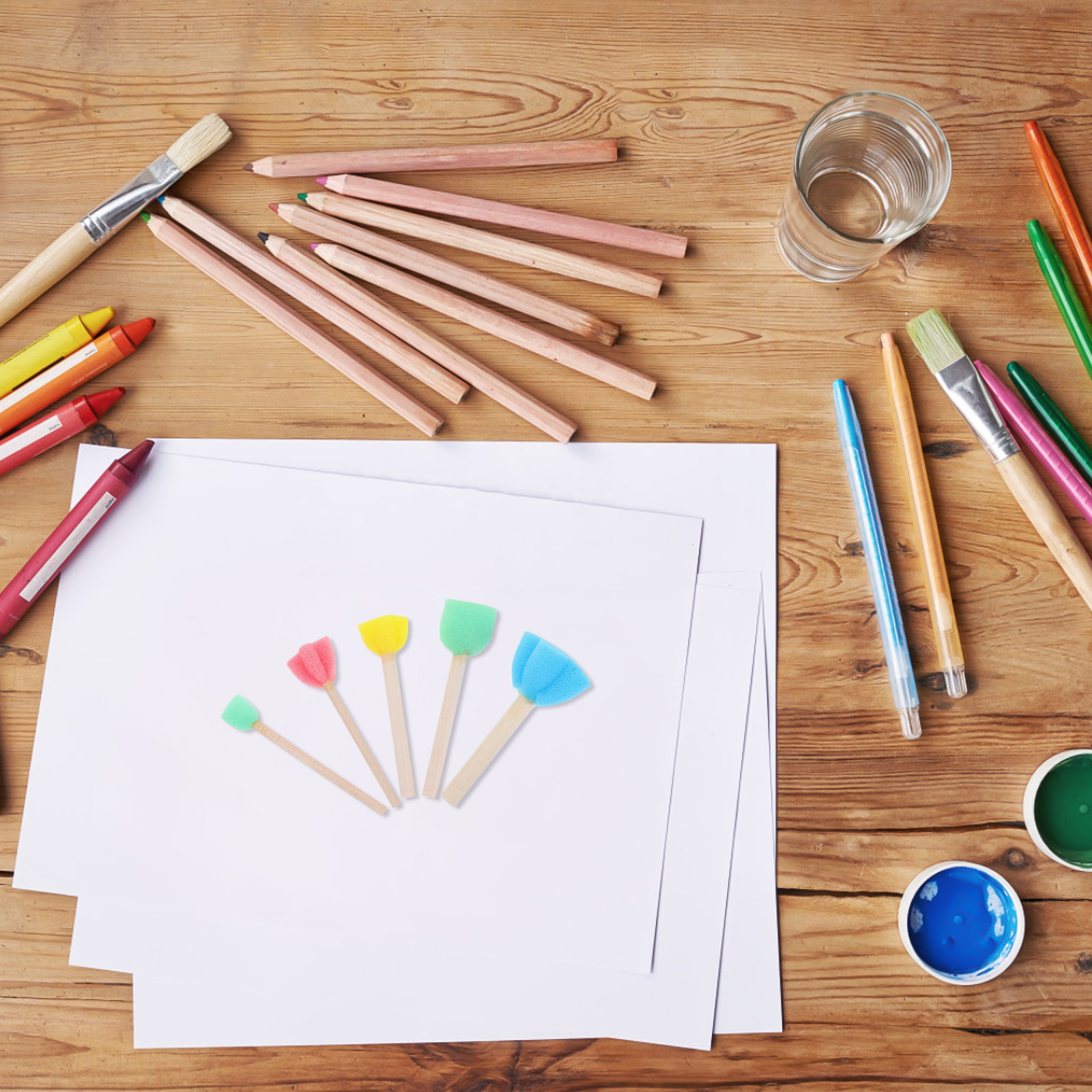 5Pcs Set Kuas Spons Anak Alat  - Art Craft Doodle ulasan dan harga