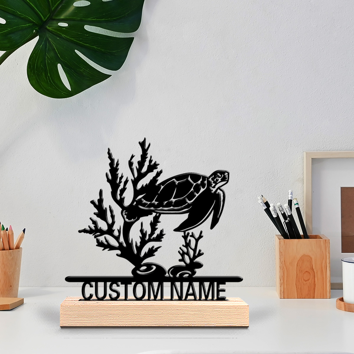 1pc Patung Logam Kura-kura Lau - Art Craft Wood ulasan dan harga