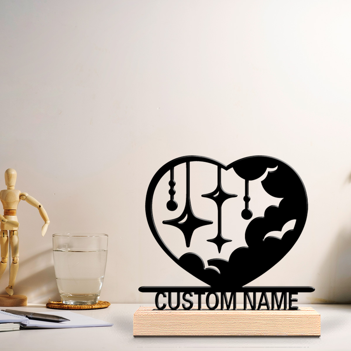 1pc Patung Logam Awan Cinta Fa - Art Craft Wood ulasan dan harga