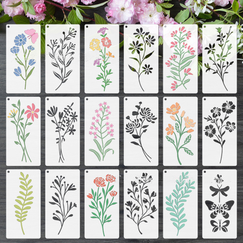 18PCS Set Stencil Lukisan Geom - Art Craft Doodle ulasan dan harga
